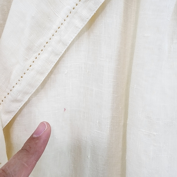 Women's Vintage Linen Wrap Style Button Front Midi Dress Cottagecore - Picture 6 of 7